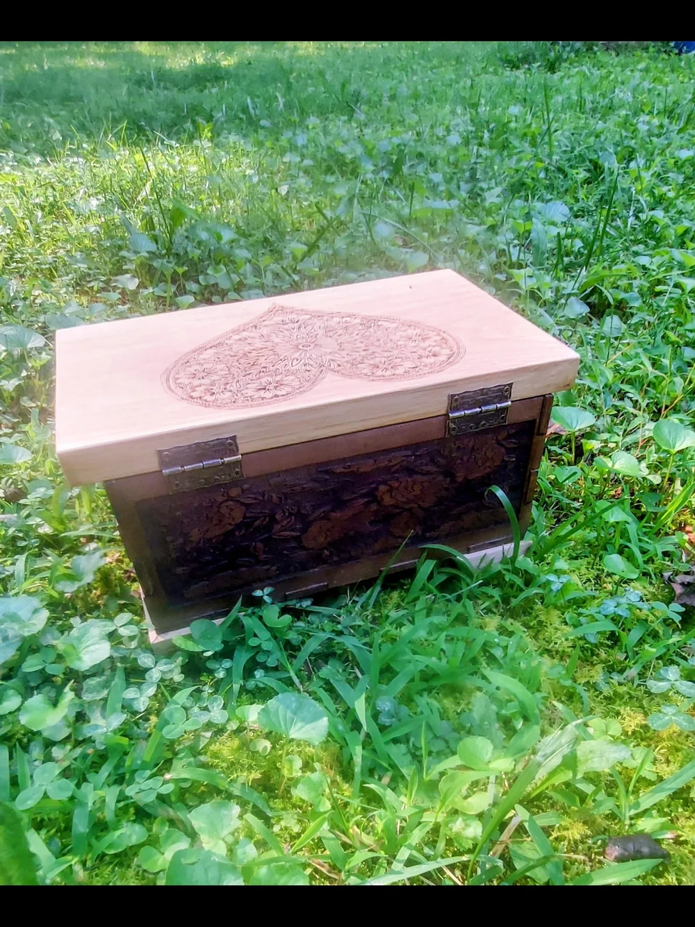 Wooden Keepsake Box with Engraved Heart